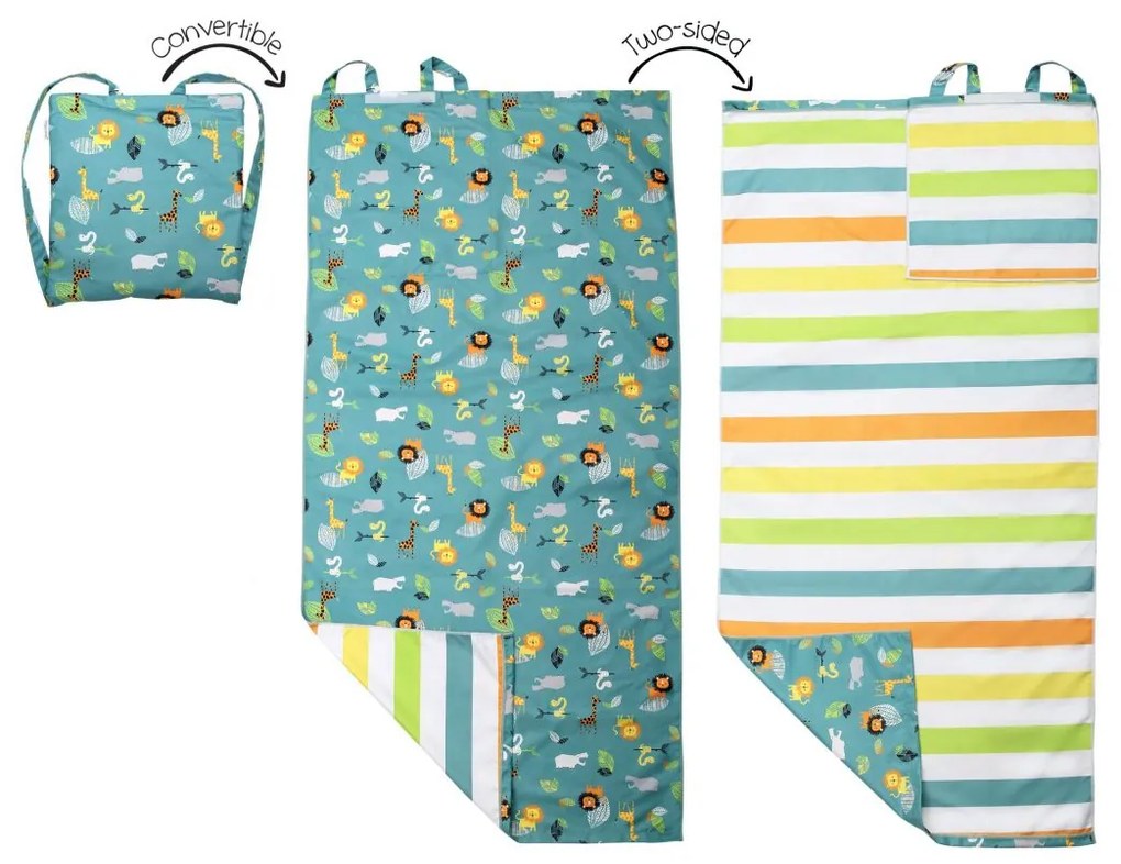 Παιδική Πετσέτα Θαλάσσης Microfiber 2 Όψεων (71x145) FlapjackKids Green Zoo