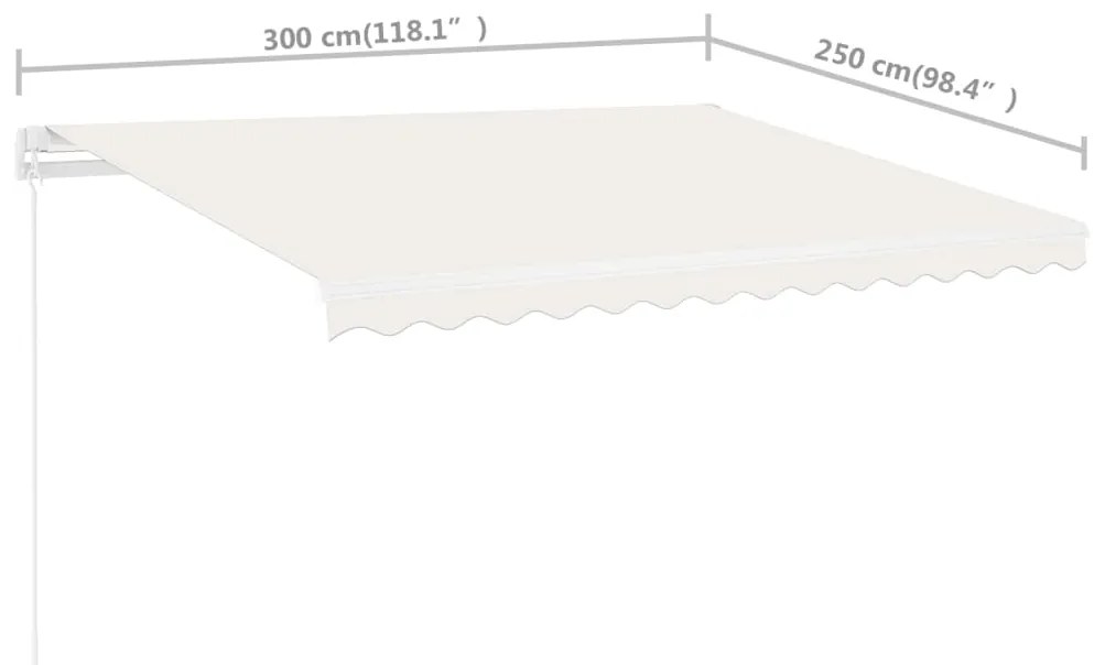 Τέντα Συρόμενη Χειροκίνητη Ανεξάρτητη Κρεμ 300 x 250 εκ. - Κρεμ