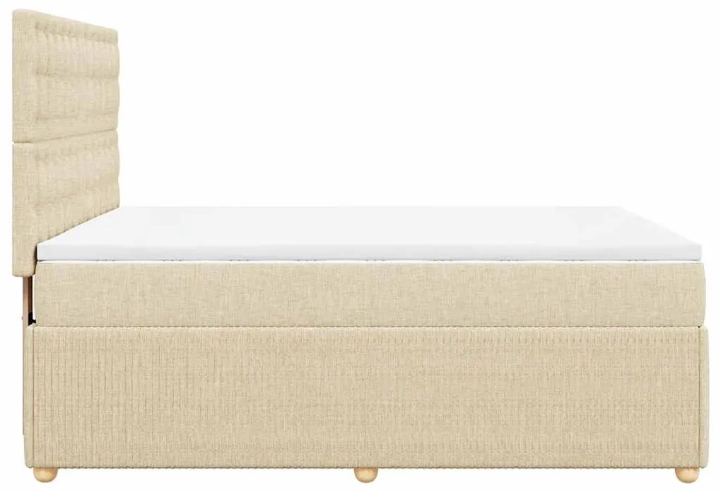 vidaXL Κρεβάτι Boxspring με Στρώμα Κρεμ 140x200 εκ. Υφασμάτινο