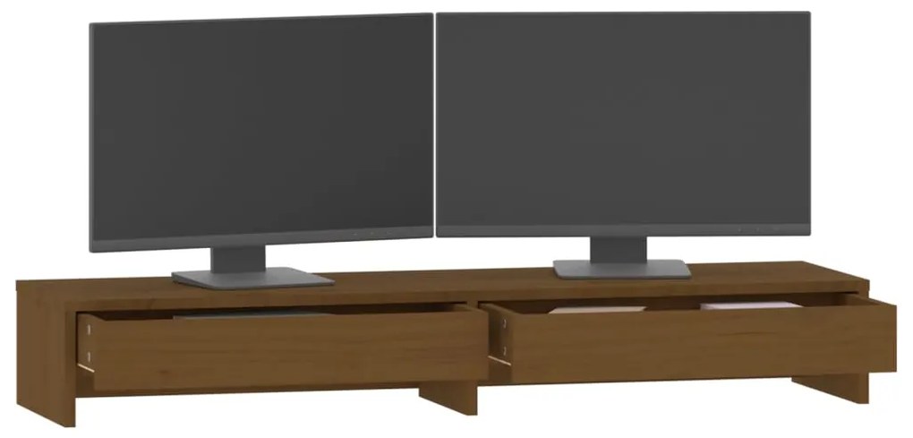 vidaXL Βάση Οθόνης Καφέ 100 x 27 x 15 εκ. από Μασίφ Ξύλο Πεύκου