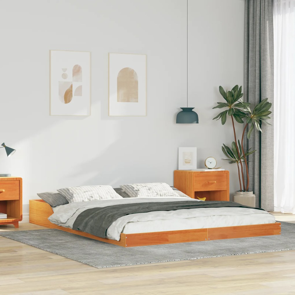 vidaXL Σκελετός Κρεβατιού Καφέ κεριού 160 x 200 cm Μασίφ ξύλο πεύκου