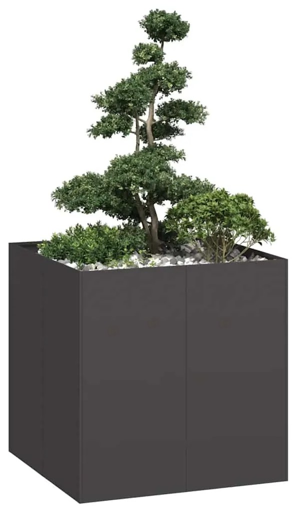 Ζαρντινιέρα Μαύρη 80x80x80 εκ. από Χάλυβα