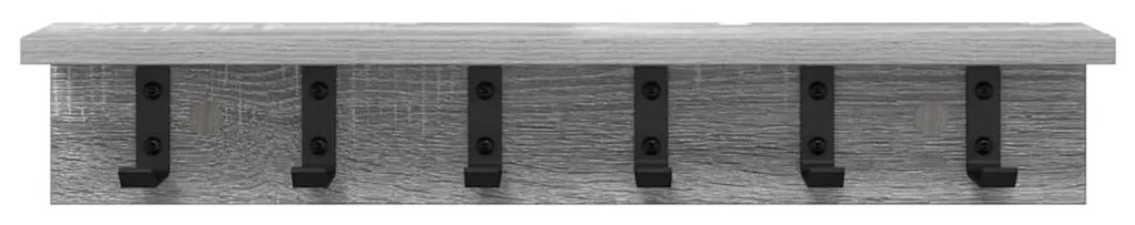 vidaXL Τοίχου Κρεμάστρα με ράφι Γκρι sonoma 60 x 10.5 x 10.5 εκ