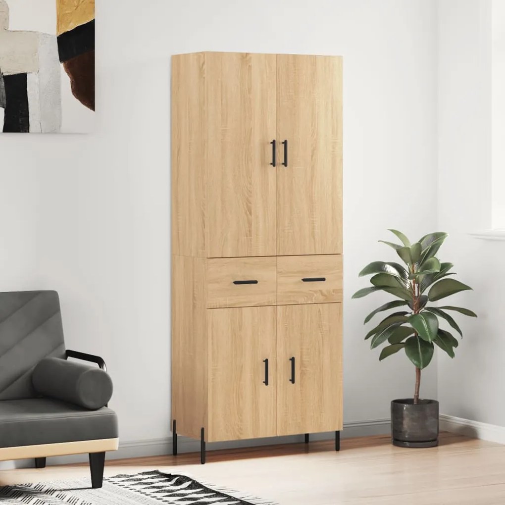 vidaXL Ντουλάπι Sonoma δρυς 69,5 x 34 x 180 εκ. από Επεξεργασμένο Ξύλο