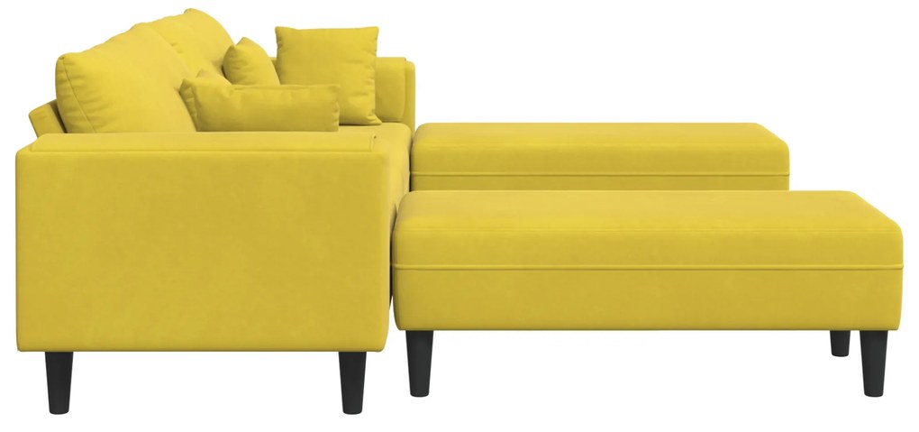 vidaXL Βελούδινος καναπές με μαξιλάρι 3 pcs Κίτρινο 208 εκ. Βελούδο