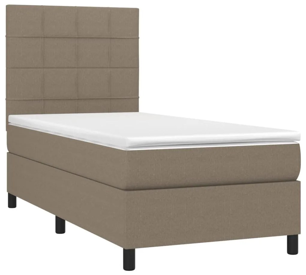 Κρεβάτι Boxspring με Στρώμα Taupe 90x200 εκ. Υφασμάτινο - Μπεζ-Γκρι