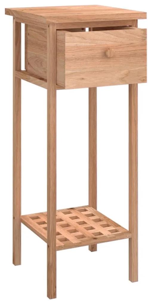 Βοηθητικό Τραπέζι με Συρτάρι 25x25x60 εκ. Μασίφ Ξύλο Καρυδιάς - Καφέ