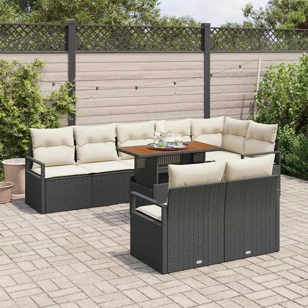 vidaXL Σετ Καναπέ Κήπου με αποθήκευση 9 pcs Μαύρο Πολυ ράταν