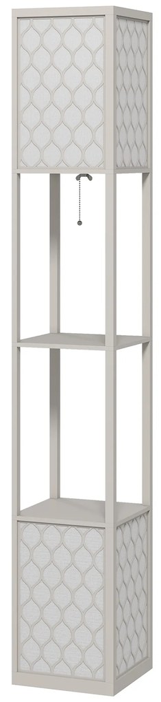 HOMCOM φωτιστικό δαπέδου μοντέρνου σχεδιασμού, 2 ράφια, διακόπτης αλυσίδας, 26 cm x 26 cm x 156 cm, Μαύρο + Λευκό