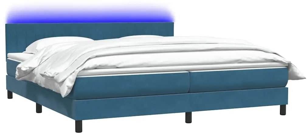 Κρεβάτι Boxspring με Στρώμα Σκούρο Μπλε 200x220 εκ. Βελούδινο - Μπλε