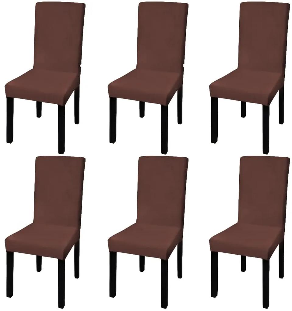 vidaXL Κάλυμμα Καρέκλας Ελαστικό Ίσιο 6 τεμ. Καφέ