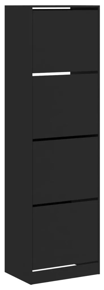 vidaXL Παπουτσοθήκη με 4 Ανακλινόμενα Συρτάρια Μαύρη 60x42x204 εκ.