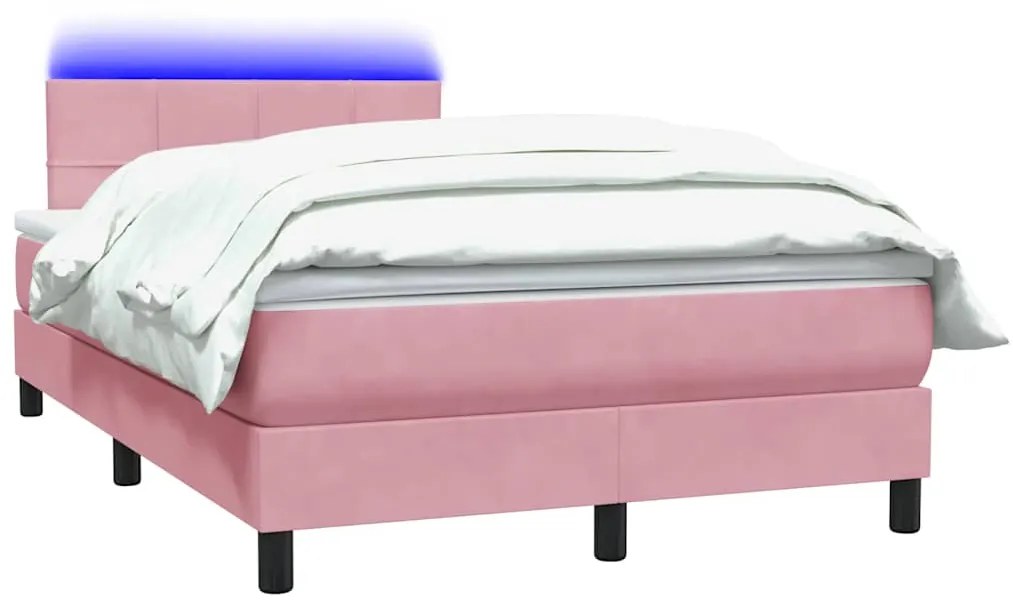 Box Spring κρεβάτι με στρώμα ροζ 120x220 cm Βελούδινο - Ροζ