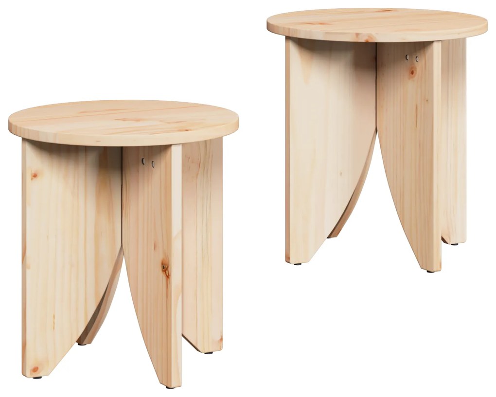 vidaXL Τραπεζάκι σαλονιού 2 pcs Φυσικό 41.5 x 41.5 x 44 cm