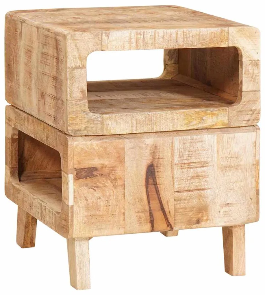 vidaXL End Table με ράφι Καφέ 40 x 40 x 49 εκ Στερεό ξύλο μάνγκο