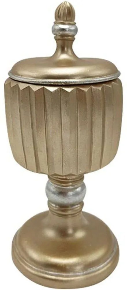 Φοντανιέρα Με Καπάκι 279-222-178 9,5x9,5x22cm Gold Polyresin