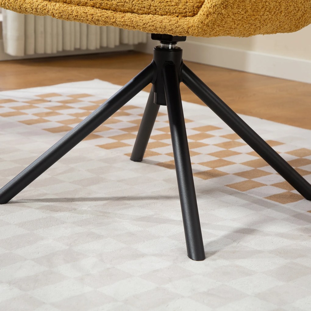 Πολυθρόνα HOMCOM, πολυθρόνα με άνετο κάθισμα, περιστρεφόμενη, χνουδωτή επένδυση, έως 120 kg, κίτρινο