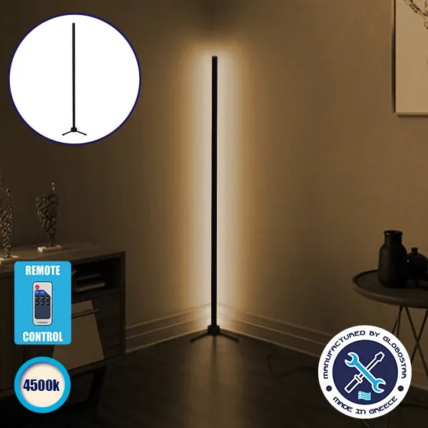 GLOBO-100-2 GloboStar® Μοντέρνο Minimal Επιδαπέδιο Μαύρο Φωτιστικό 100cm LED 16 Watt με Ασύρματο Χειριστήριο RF & Dimmer Φυσικό Λευκό 4500k GloboStar ALIEN Design GLOBO-100-2