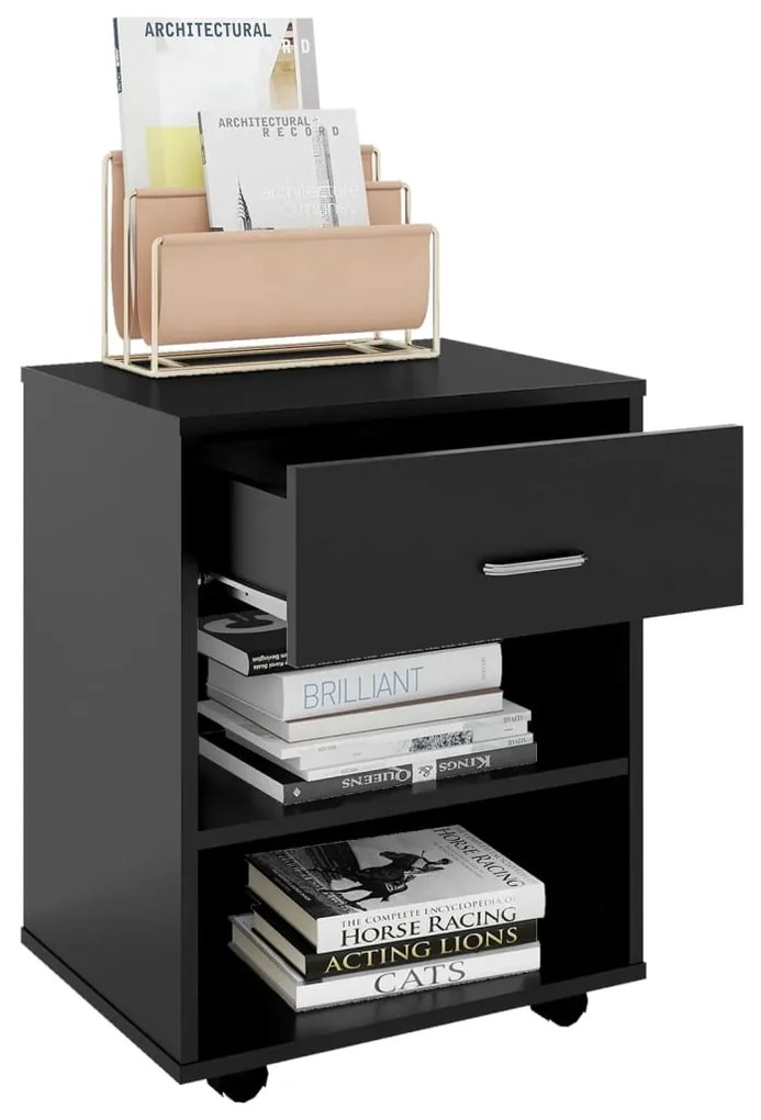 vidaXL Ντουλάπι Τροχήλατο Μαύρο 46 x 36 x 59 εκ. από Επεξ. Ξύλο