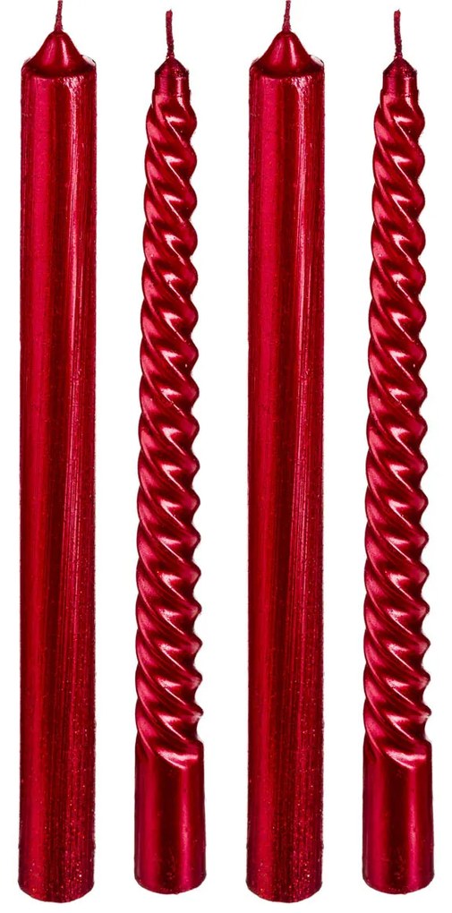 Κεριά Για Κηροπήγιο 25εκ. (Σετ 4τμχ) A-S Glitter Tap Red 129849RG