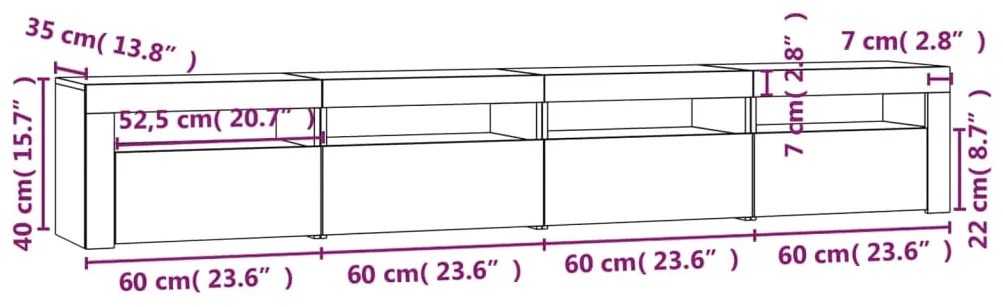 Έπιπλο Τηλεόρασης με LED Sonoma Δρυς 240 x 35 x 40 εκ. - Καφέ