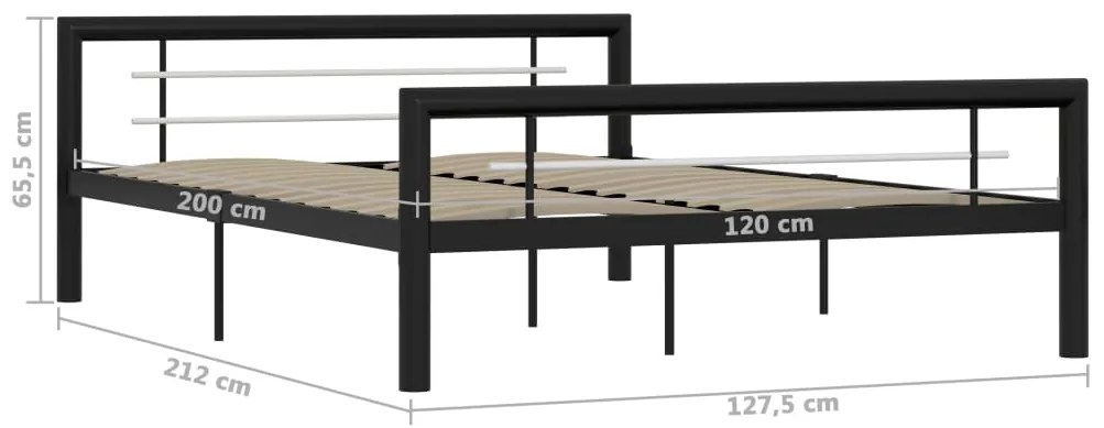 vidaXL Πλαίσιο Κρεβατιού Ασπρόμαυρο 120 x 200 εκ. Μεταλλικό