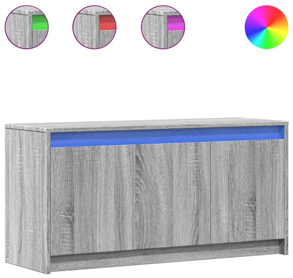 vidaXL Έπιπλο Τηλεόρασης με LED Γκρι Sonoma 100x34x50 εκ. Επεξ. Ξύλο