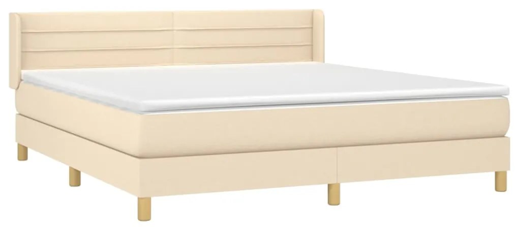 vidaXL Κρεβάτι Boxspring με Στρώμα Κρεμ 180x200 εκ. Υφασμάτινο