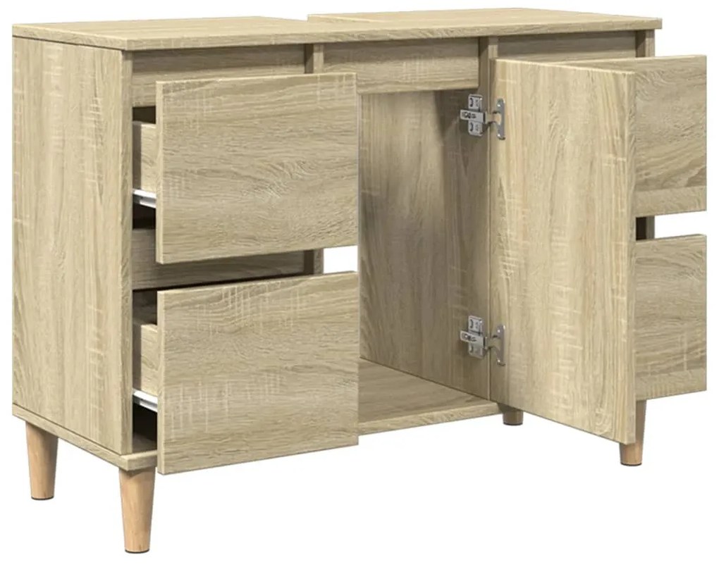vidaXL Ντουλάπι Νιπτήρα Sonoma Δρυς 80x33x60 εκ. Επεξεργασμένο Ξύλο