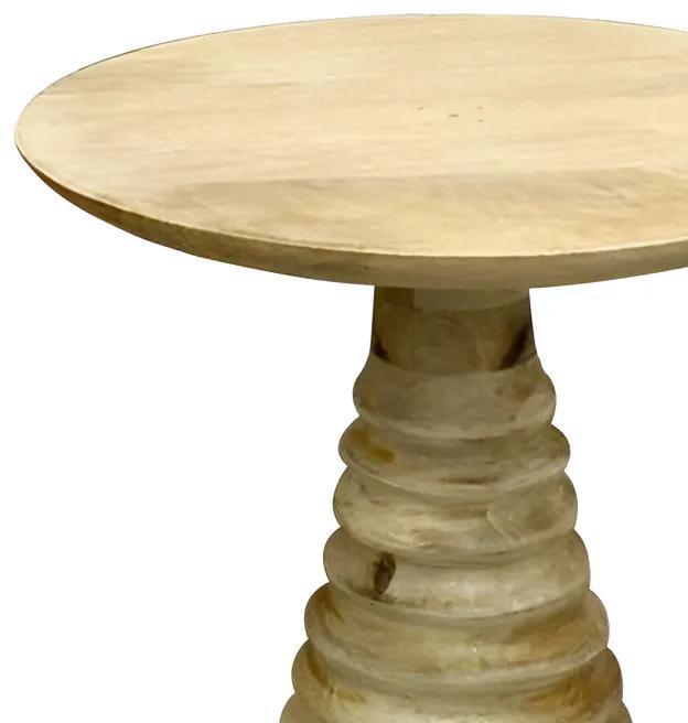 Βοηθητικό τραπέζι Souler Inart καφέ μασίφ mango ξύλο Φ38x56εκ