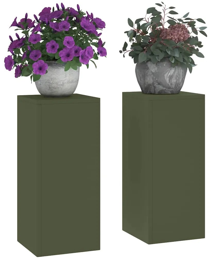 vidaXL στηλοβάτες γλαστρών , ελιά, 2 τμχ, 24 x 24 x 55 εκ., μεταλλικές