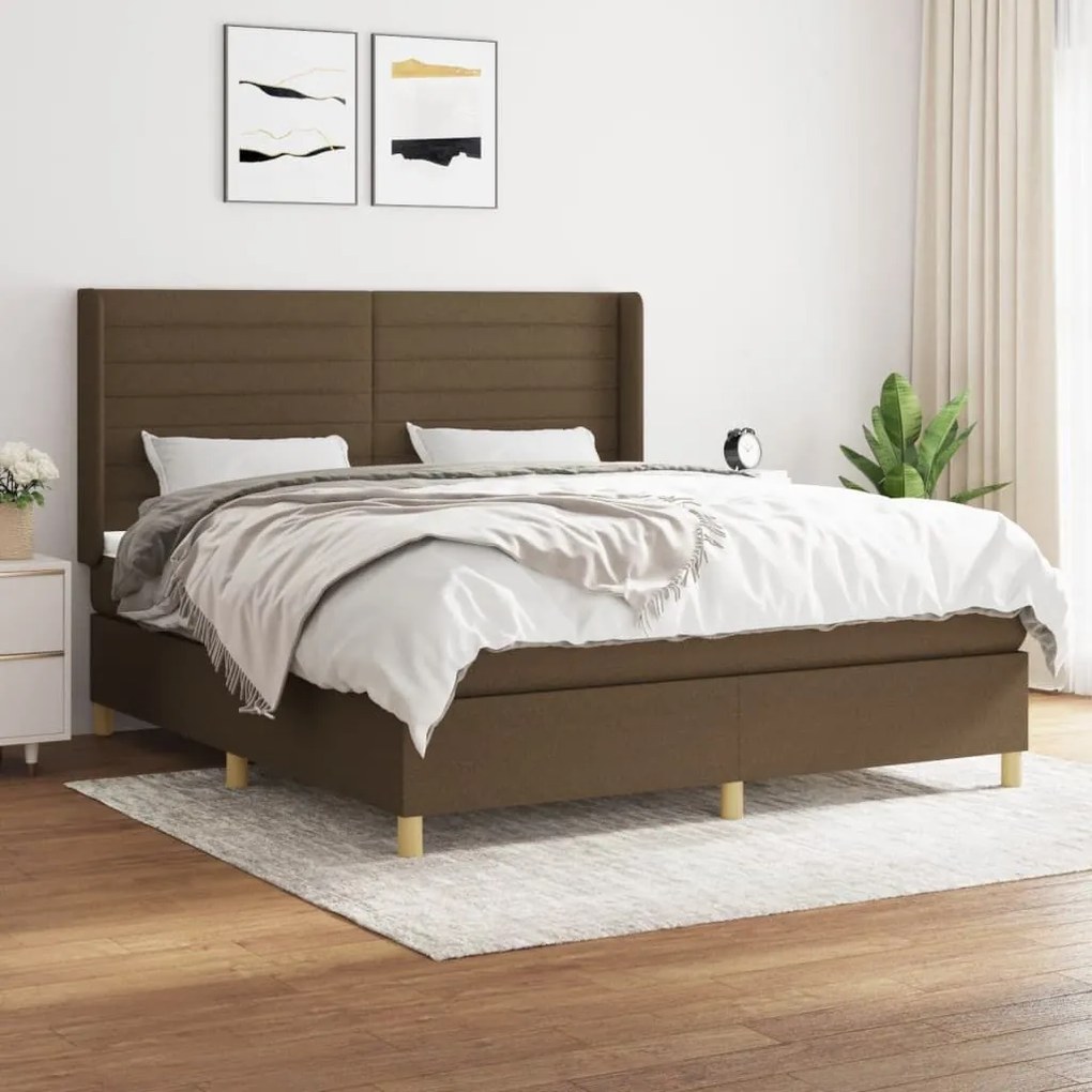 ΚΡΕΒΑΤΙ BOXSPRING ΜΕ ΣΤΡΩΜΑ ΣΚΟΥΡΟ ΚΑΦΕ 160X200 ΕΚ ΥΦΑΣΜΑΤΙΝΟ 3132084