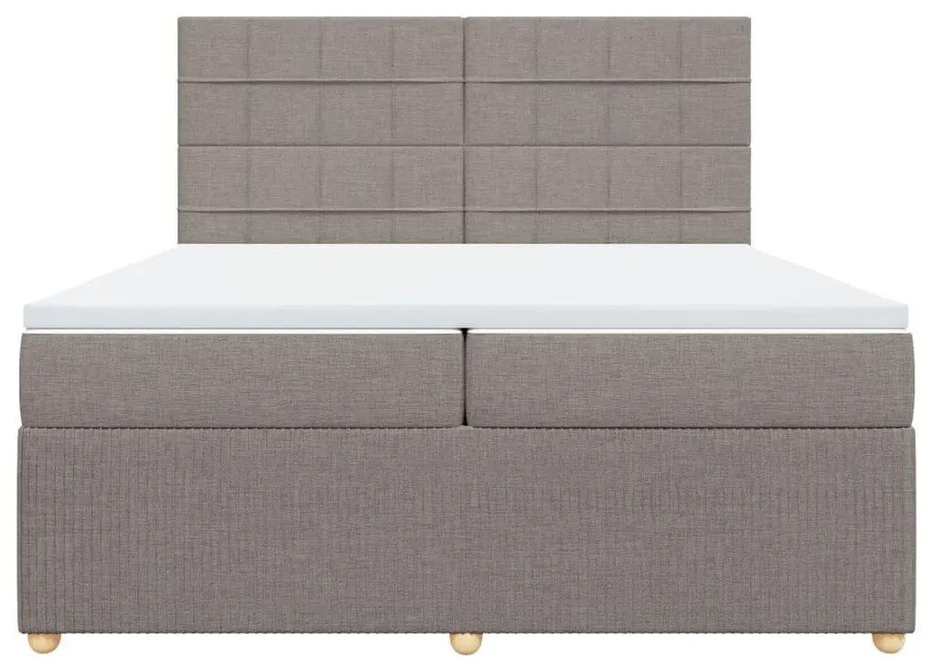 Κρεβάτι Boxspring με Στρώμα Taupe 200x200 εκ. Υφασμάτινο - Μπεζ-Γκρι