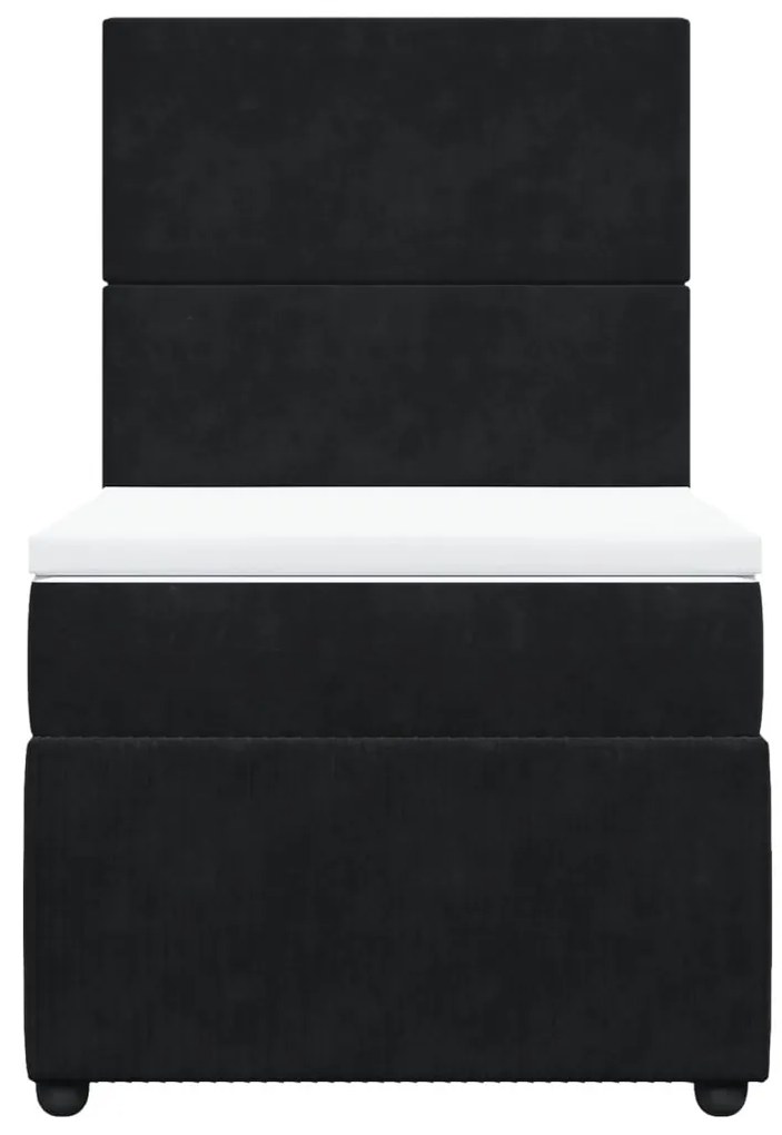 vidaXL Κρεβάτι Boxspring με Στρώμα Μαύρο 80 x 200 εκ. Βελούδινο