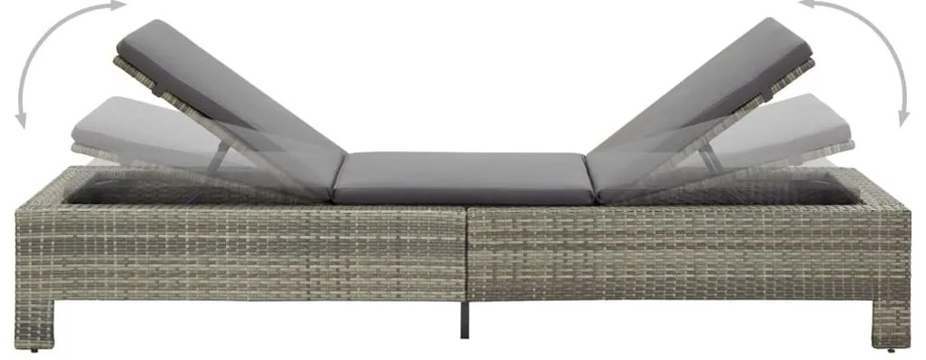 vidaXL Ξαπλώστρα Γκρι από Συνθετικό Ρατάν με Μαξιλάρι