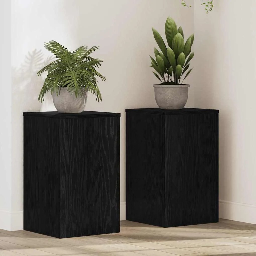 vidaXL Βάση φυτών 2 pcs Μαύρη δρυς 30 x 30 x 50 cm Επεξεργασμένο ξύλο