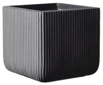 Γλάστρα Πήλινη Τετράγωνη Stripe Γκρι L 37x37x33 εκ. C-9940-8 Supergreens-C-9940-8-Γκρι C-9940-8