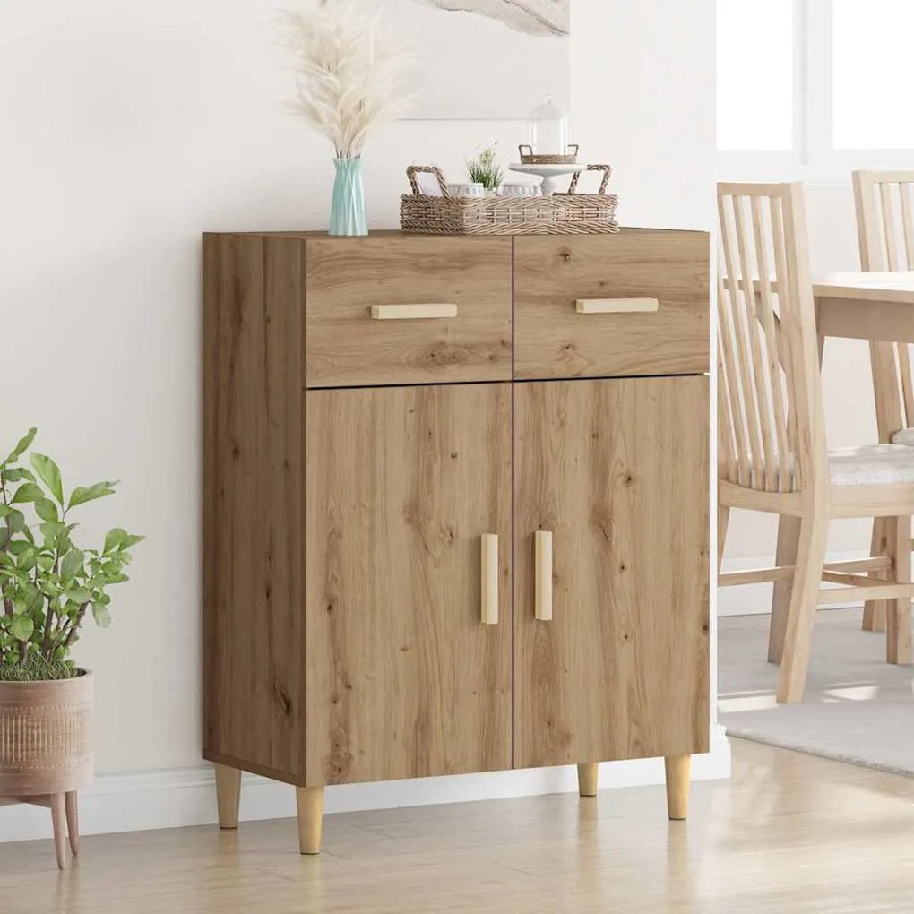 vidaXL Πλαϊνό γραφείο με συρτάρι artisan δρυς 34 x 69.5 x 89 εκ