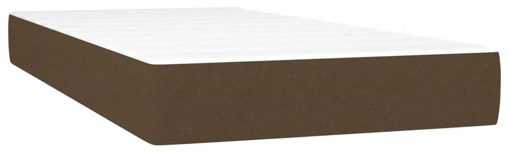 vidaXL Κρεβάτι Boxspring με Στρώμα Σκούρο Καφέ 90x190 εκ. Υφασμάτινο