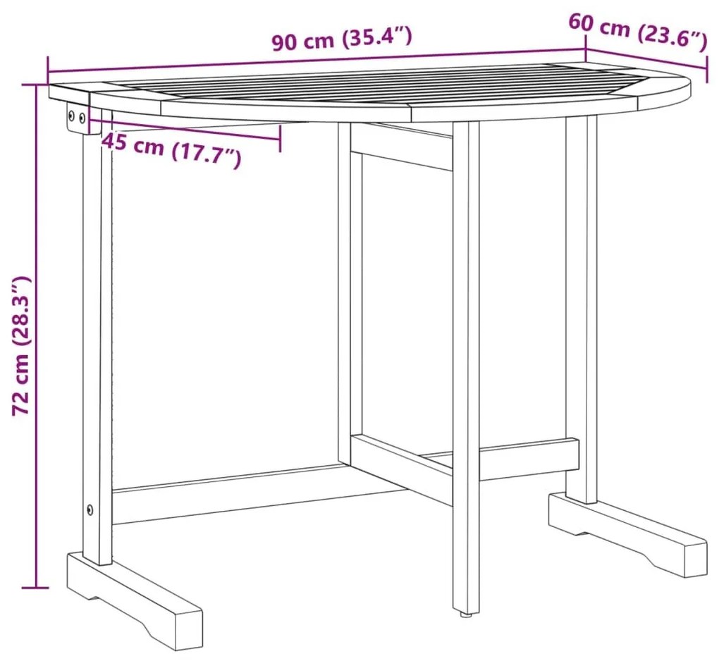 Τραπέζι Μπαλκονιού Πτυσσόμενο 90x60x72 εκ. Μασίφ Ξύλο Ακακίας - Καφέ