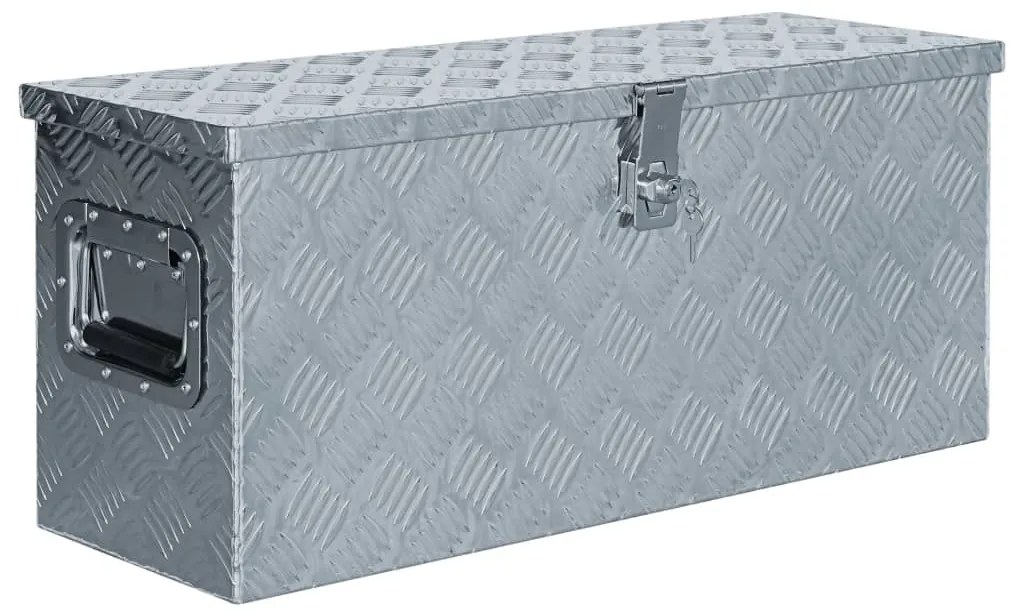 vidaXL Κουτί Αποθήκευσης Ασημί 76,5 x 26,5 x 33 εκ. Αλουμινίου
