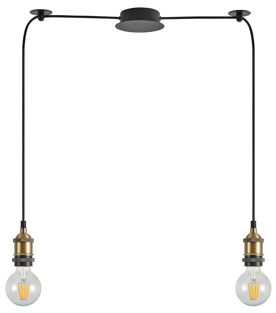 SE21-BR-10-BL2 MAGNUM Bronze Metal Pendant with Black Fabric Cable+ HOMELIGHTING 77-8691