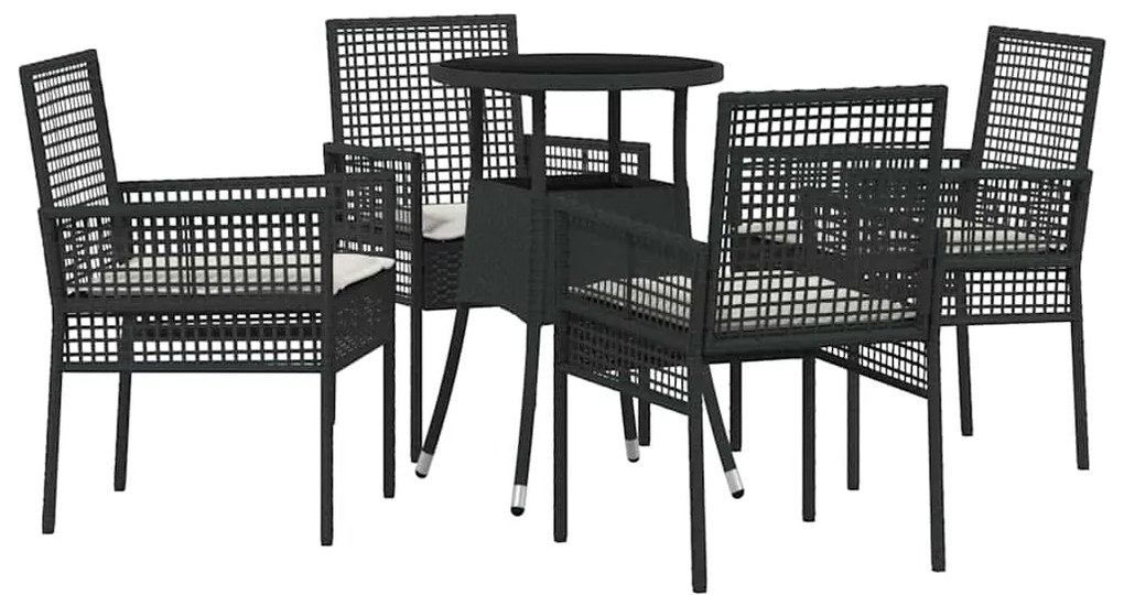 vidaXL Σέτ φαγητού για κήπο 5 pcs Μαύρο Πολυ ράταν