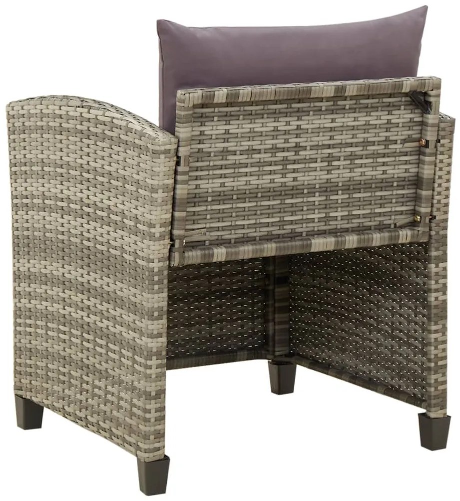 vidaXL Καρέκλα Κήπου Γκρι από Συνθετικό Ρατάν με Μαξιλάρια