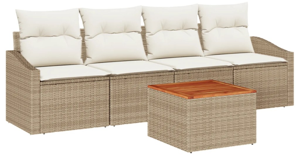 vidaXL Σετ Καναπέ Κήπου 5 pcs Beige, λευκό 55 x 55 x 37 εκ