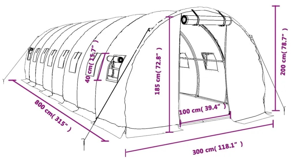 ΘΕΡΜΟΚΗΠΙΟ ΛΕΥΚΟ 24 Μ² 8 X 3 X 2 Μ. ΜΕ ΑΤΣΑΛΙΝΟ ΠΛΑΙΣΙΟ 3188052