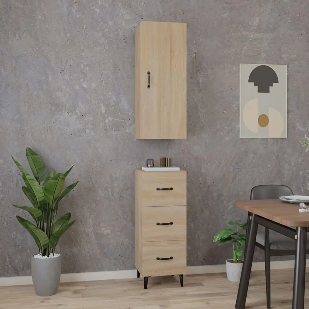 vidaXL Μπουφές Sonoma δρυς 34,5 x 34 x 180 εκ. από Επεξεργασμένο Ξύλο