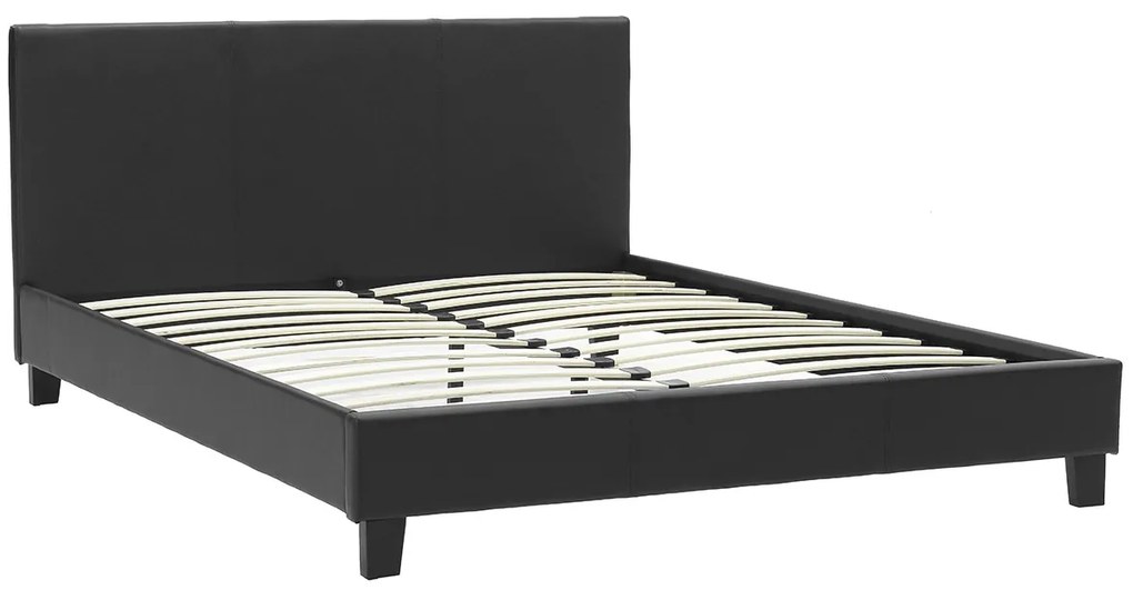 Κρεβάτι Nevil pakoworld 150x200 PU χρώμα μαύρο ματ