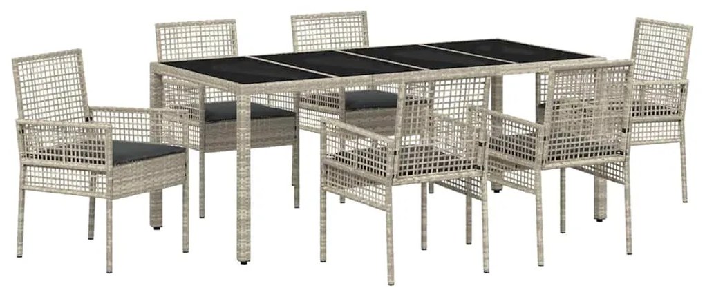 vidaXL Σέτ φαγητού για κήπο 7 pcs Ανοιχτό γκρι Πολυ ράταν