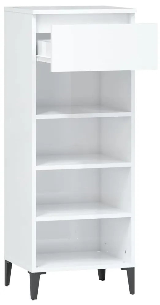 vidaXL Παπουτσοθήκη Γυαλιστερή Λευκή 40x36x105 εκ. Επεξεργασμένο Ξύλο